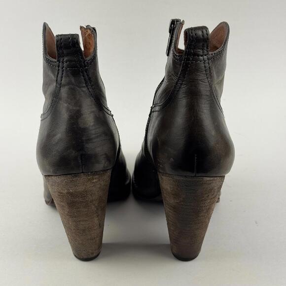 FRYE Madeline Short Moto Boots Womens 11M Smoke Gray Leather Heels Zip EUC - Picture 5 of 9